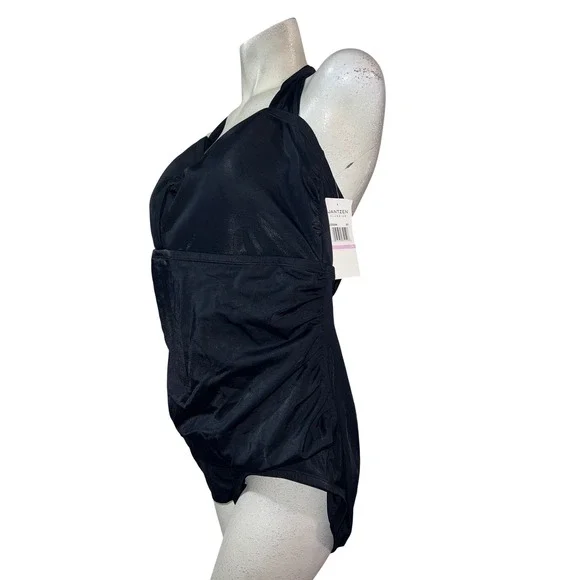 Jantzen Classics Womens Black Ruched One Piece Halter Swimsuit 22W JZSS5596 NEW - Picture 4 of 10